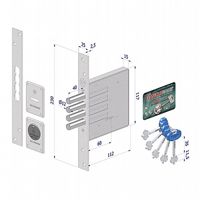 Κλειδαριά Ασφαλείας Securemme - 11cm (5 Κλειδιά)