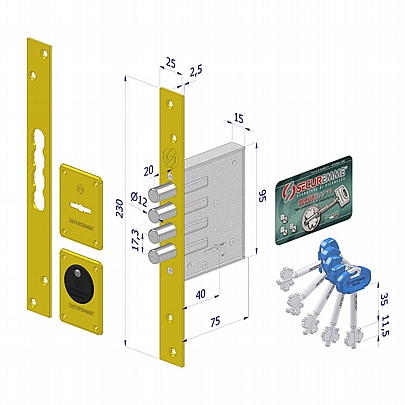 Κλειδαριά Ασφαλείας Securemme - 6cm (5 Κλειδιά)