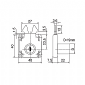 Κλειδαριά Συρόμενης Πόρτας Νο 103 - Ø19x22mm : 1